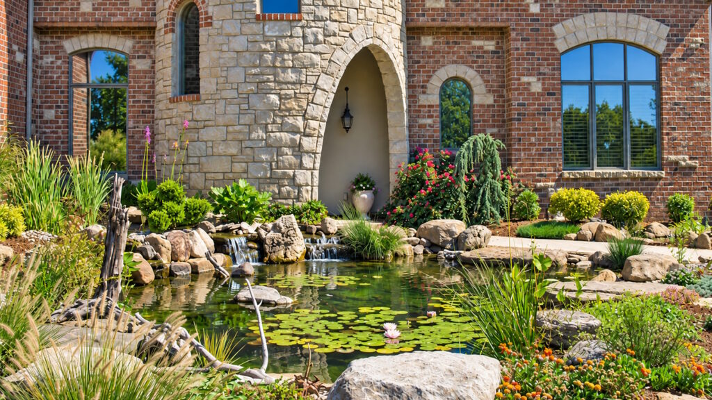 Custom water feature designed and installed by Aqua-Marine